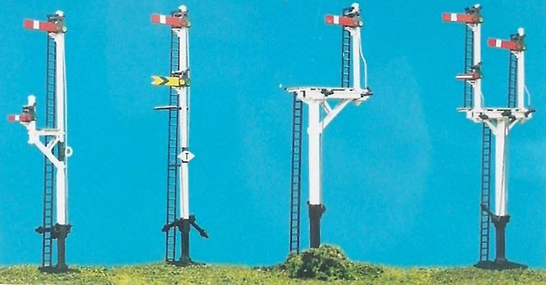 Ratio 476 LMS Round Post Signals kit - includes junction/bracket types OO (1/76) Plastic Unpainted Signals Scale model