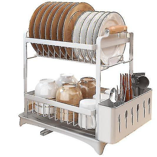 Stainless Steel Dish Rack With Holder Utensil Holder