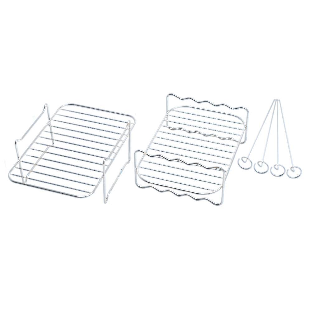 Air Fryer Accessories Grill Set, Multi-Function Single-Layer Grill with Skewers, Double Basket for Air Fryer Compatibility