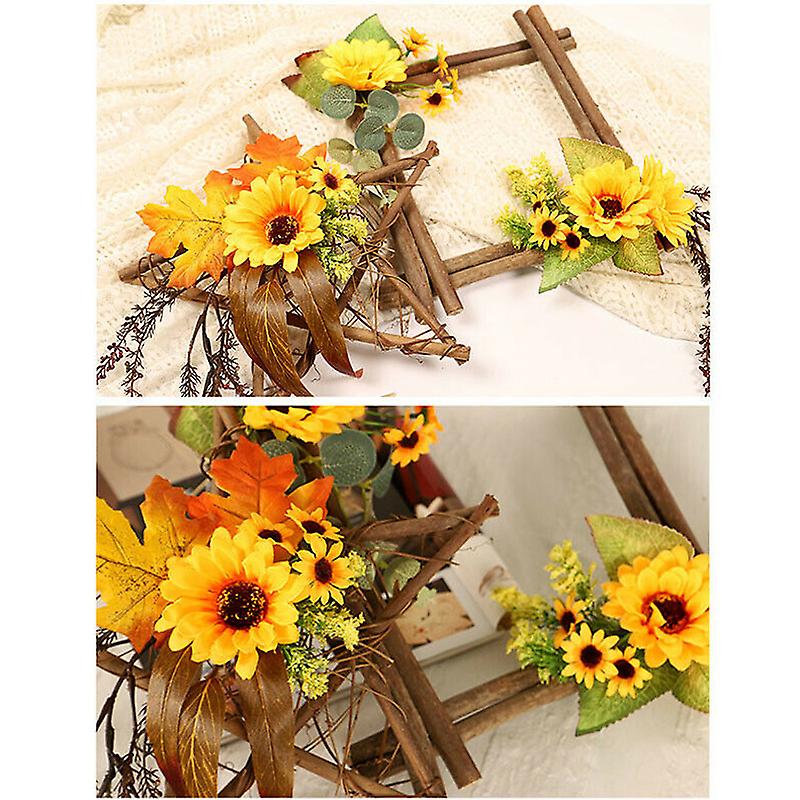 Artificial Fake Sunflower Leaf Hanging Wreath Front Door Party Home Decor