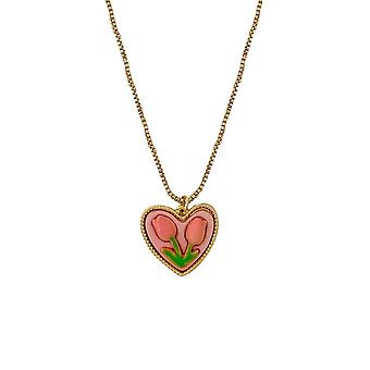 Tulpenblütenkette Lilienblütenanhänger geprägte Tulpenherzkette Muttertagsgeschenk