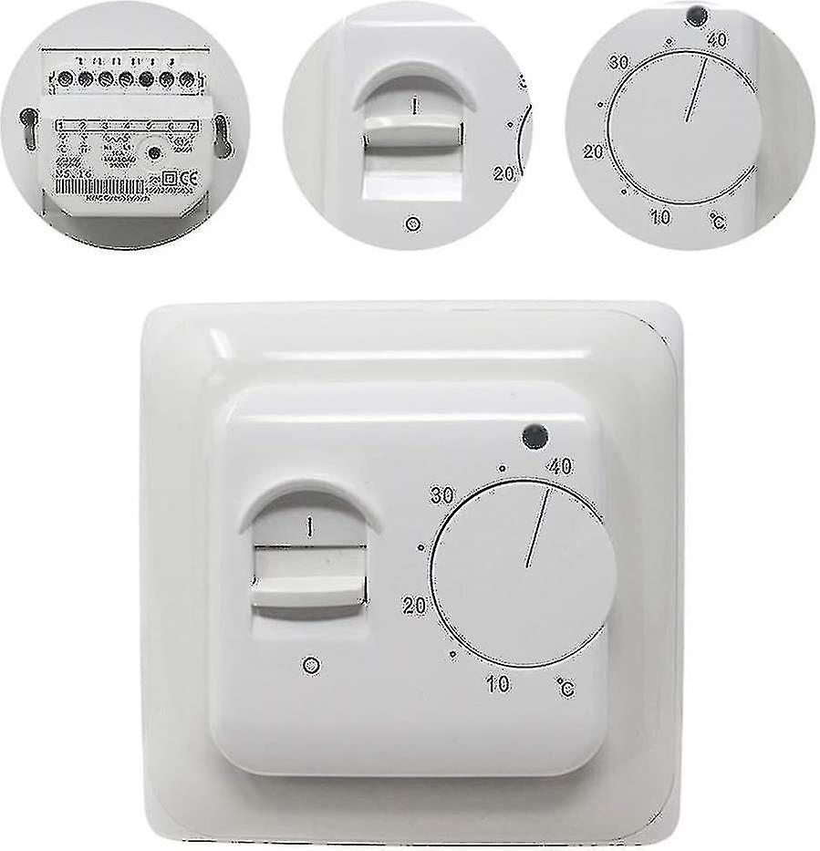 Manual Underfloor Heating Thermostats 220v 16a, Electric Underfloor Heating Controller Mechanical Room Thermostat With Floor Sensor Probe1pc