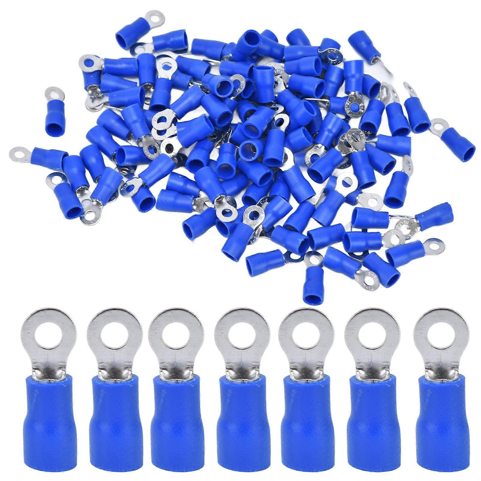 100Pcs Pre Insulated Crimp Terminals Copper PVC Ring Type Wire Connector for Computers AWG 16‑14