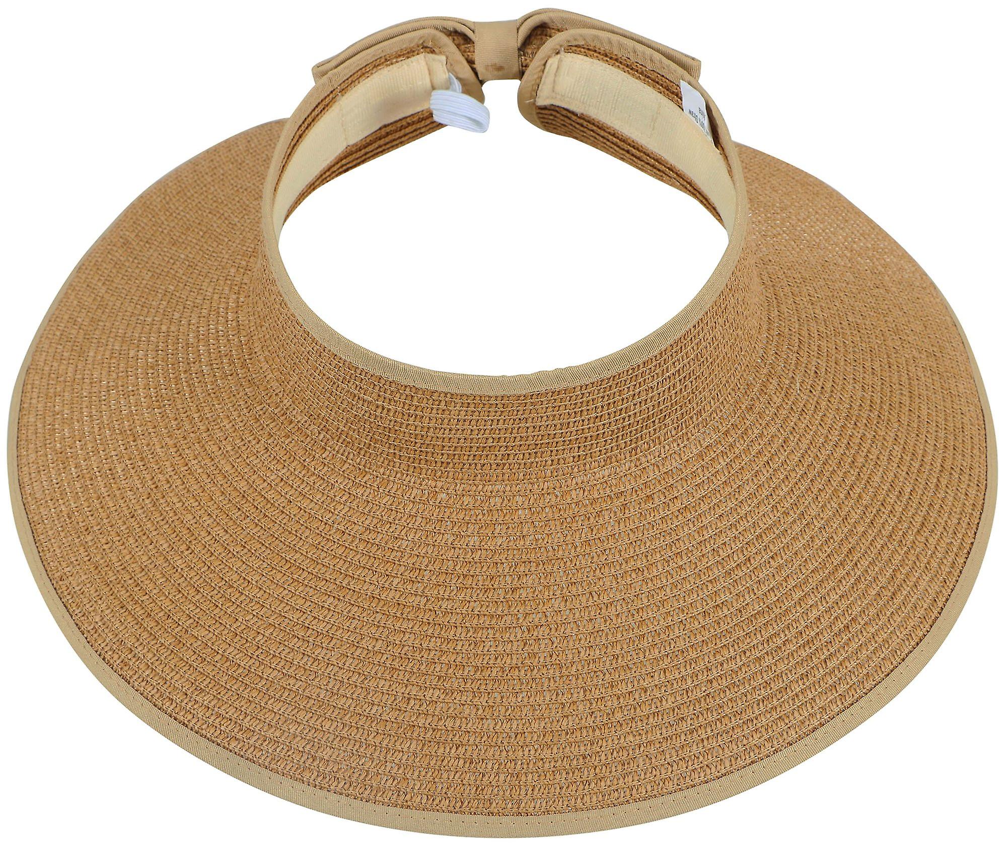 Women’s Roll-Up Straw Hat - Wide Brim Summer Visor