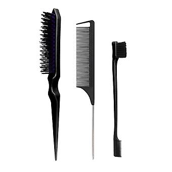 3Pcs Hair Brush Styling Combs Set Bristle Hair Edge Brush Teasing Brush Comb