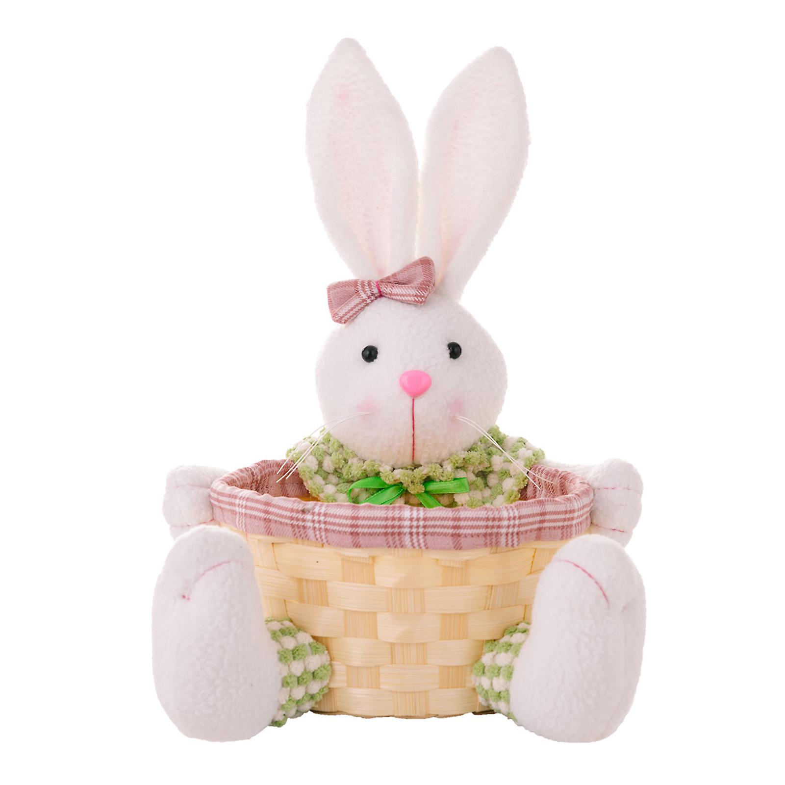 Cute Easter Candys Bowl Dish with Bunnys Doll Durable Resuable Storage Baskets for Easter Event Party