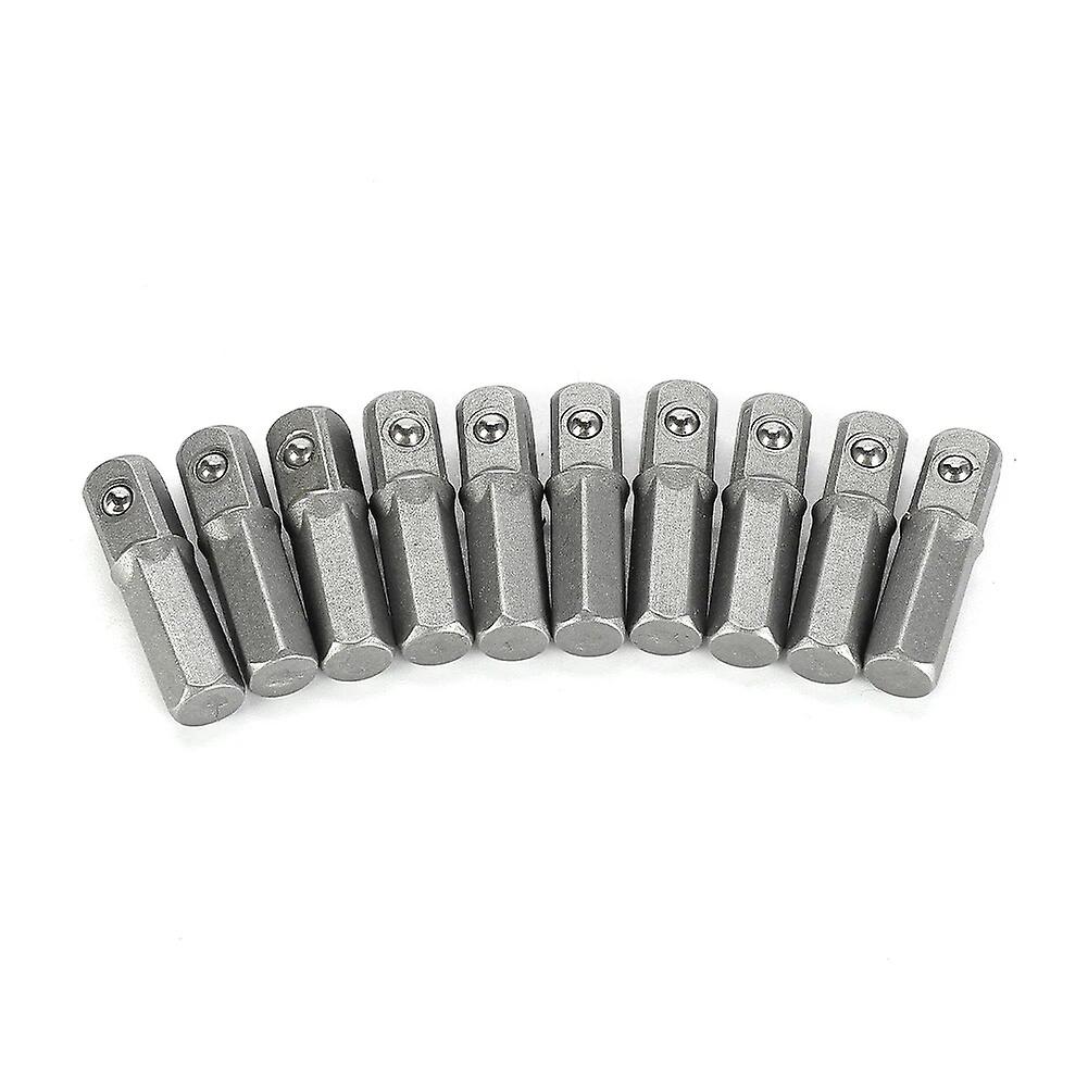 10pcs 25mm Long Adapter Impact Socket Converter 1/4" Hex Shank to 1/4" Square Hex Drive Chuck Adapter Converter Drill Tools~13539