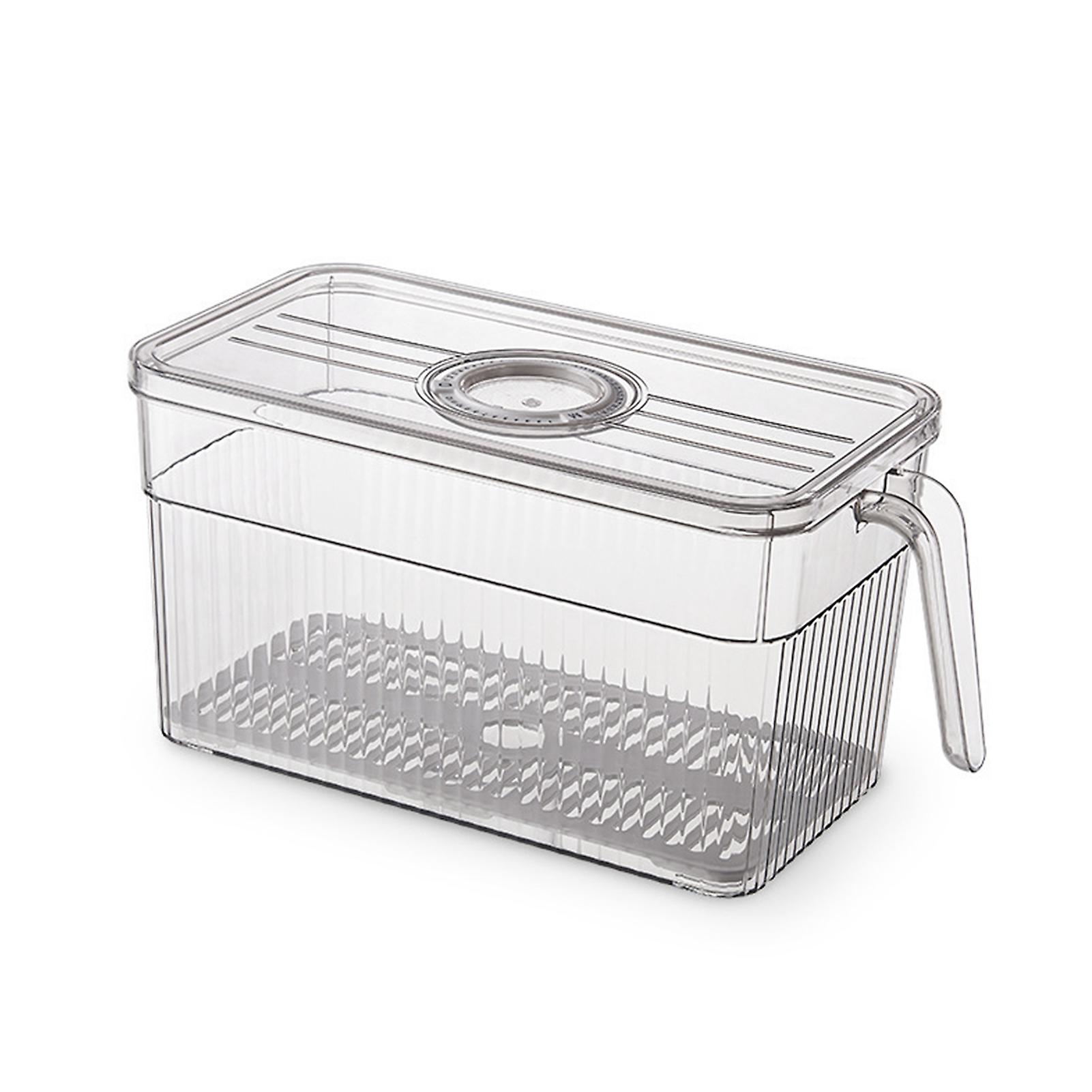 Stackable Refrigerator Storage Box with Handle Timing Airtight Preservation Box Kitchen Accessories