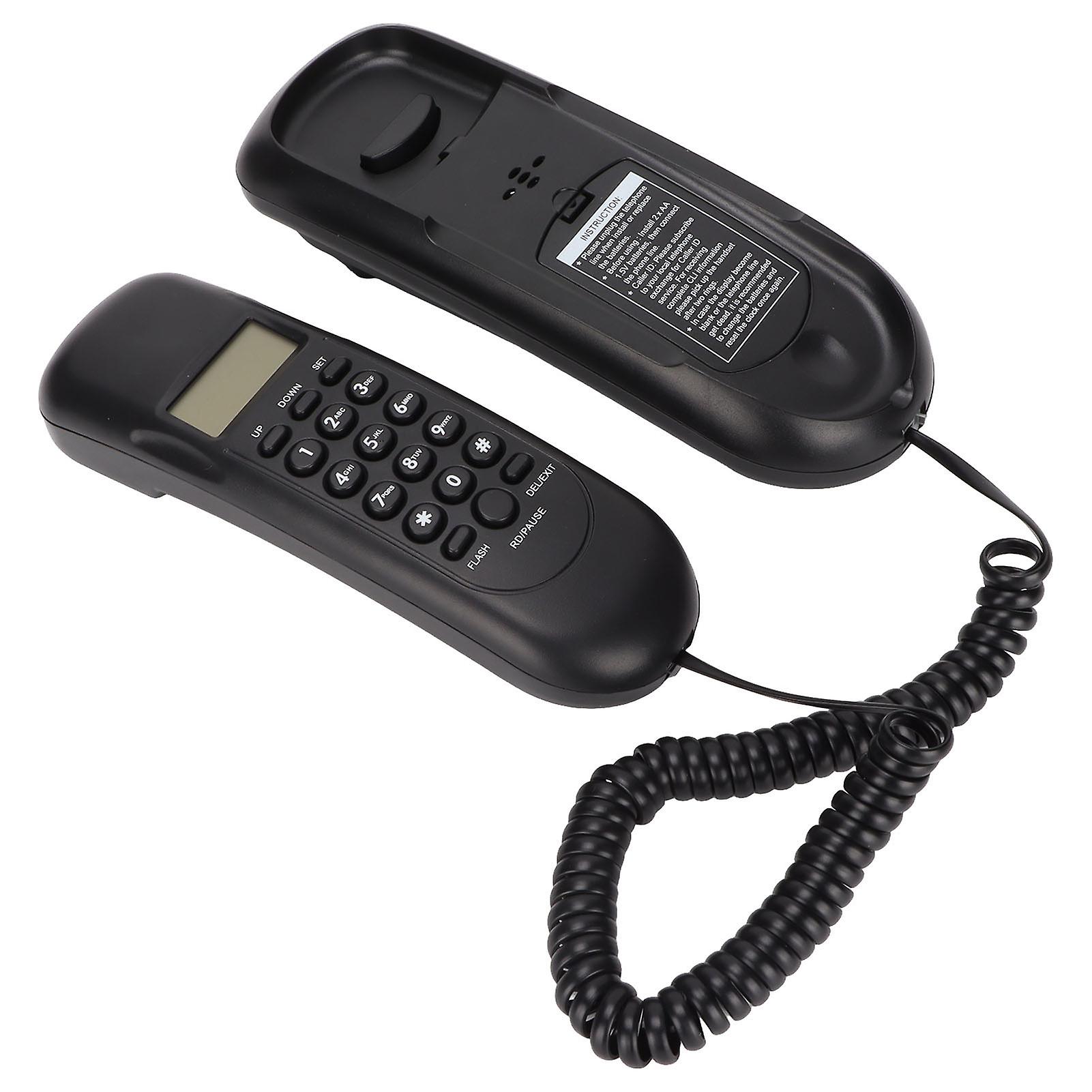 壁掛け固定電話、発信者 ID 付きワンタッチリダイヤル発信者検索コード付き電話、オフィスホテル用ダイヤル付き ブラック