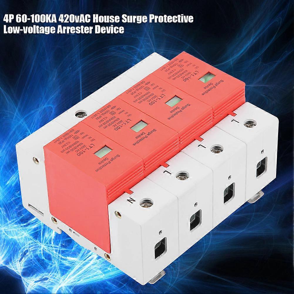 4P 60-100KA 420V AC House Surge Protector with Flame Retardant Shell