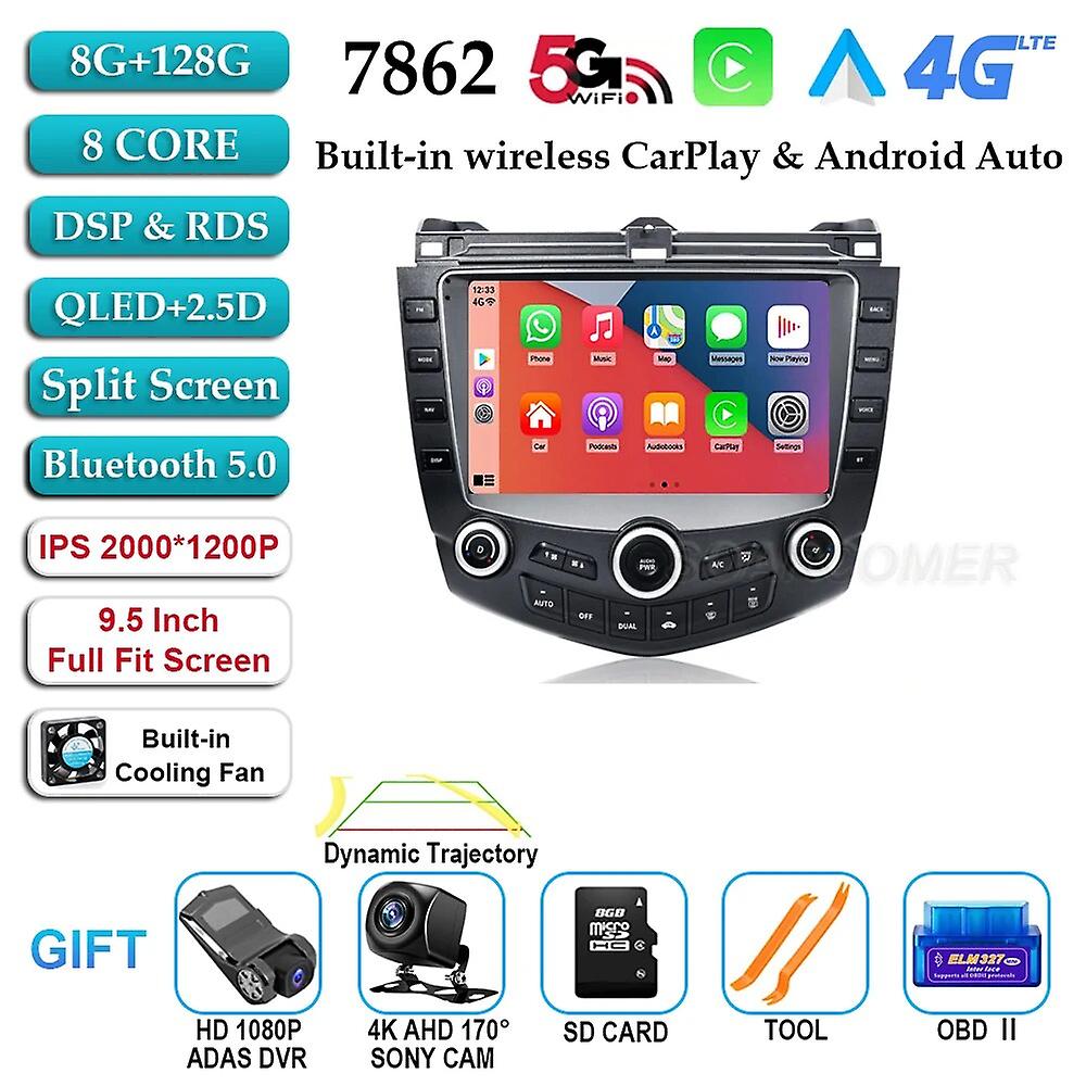 Android 13 Car Radio Multimedia Player For Honda Accord 7 2003 - 2007 2 Din 4g Wifi Gps Carplay Head Unit Auto Stereo