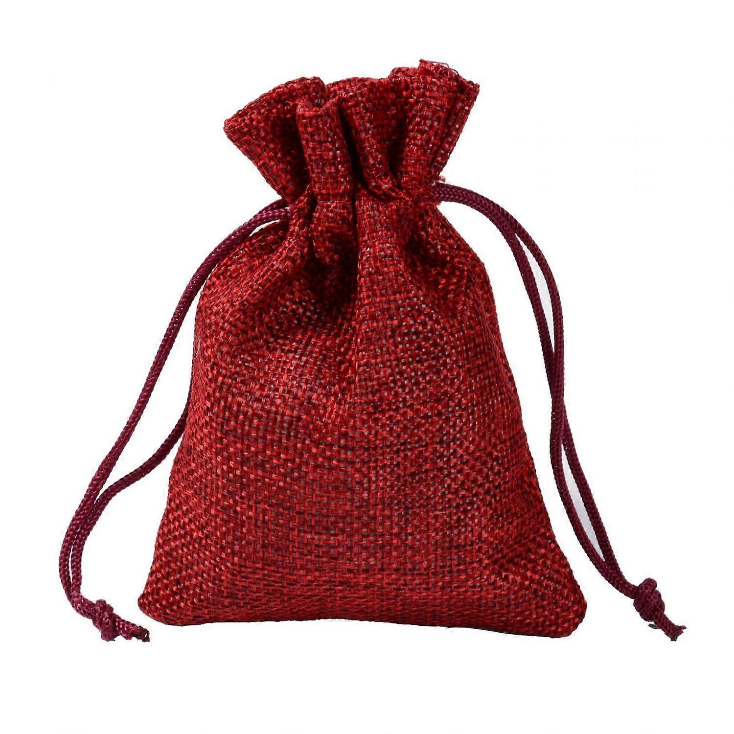 10PCS jute bag burgundy 10*14cm