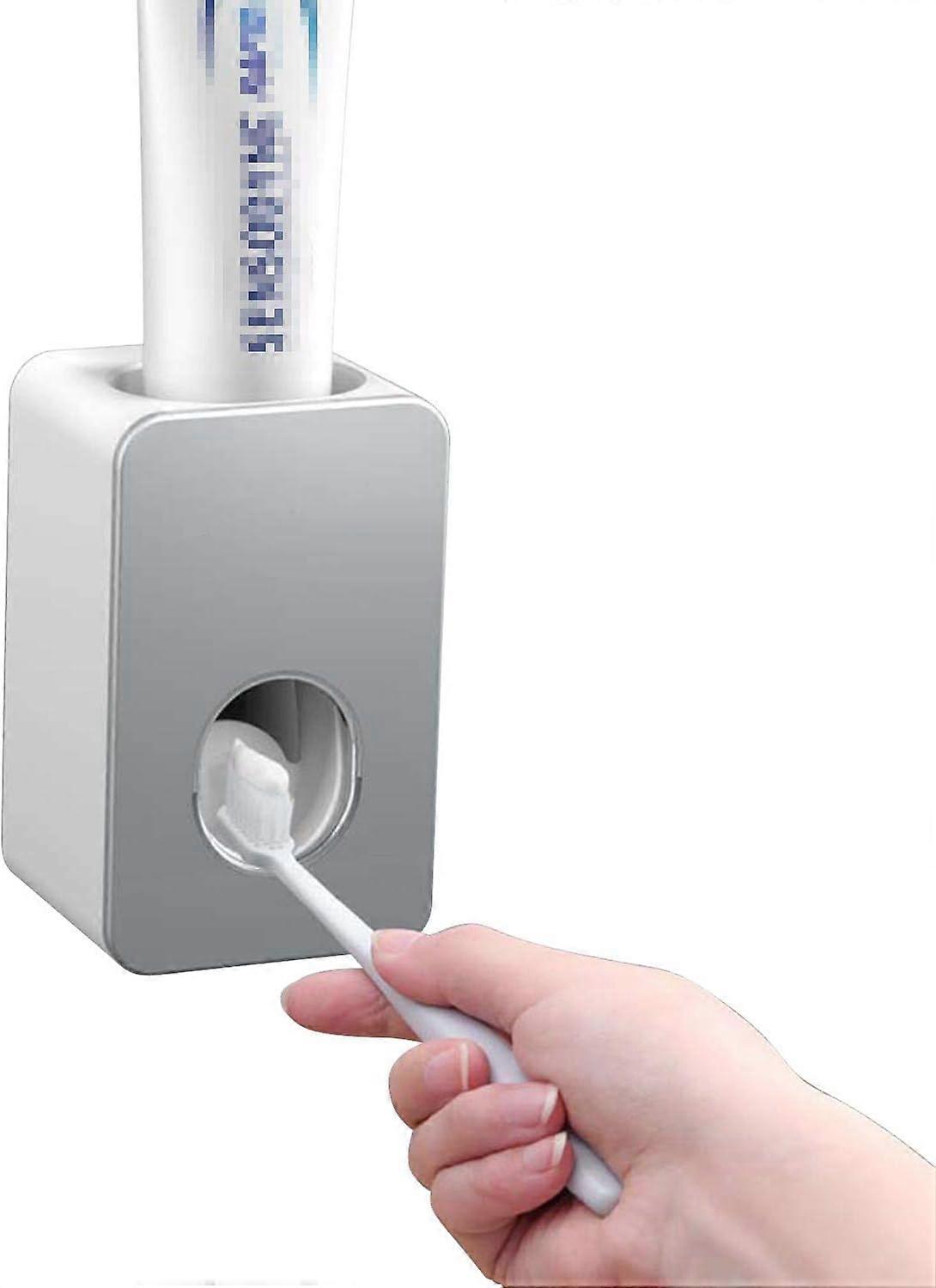 Automatic Toothpaste Dispenser [Wall Mounted/Railless Installation/Waterproof] Adaptive Thread Toothpaste Holder (Grey)