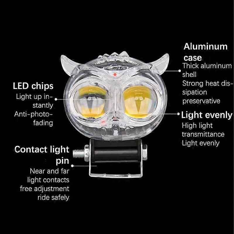 LED Lens Spotlight Dual Color White Yellow Light Owl Fog Lamp Double Lenses Spotlights For Motorcycle ATV Buggy Car