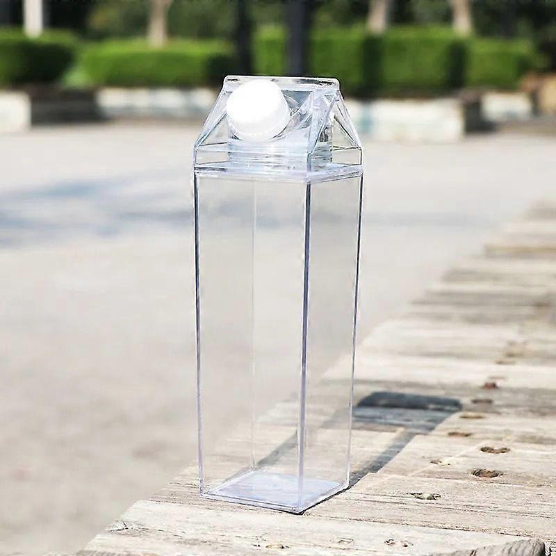 Pieces Transparent Milk Carton Bottles, 500ml Reusable Plastic Water Bottle, Easy to Carry, Suitable for Outdoor Sports, Travel and Camping