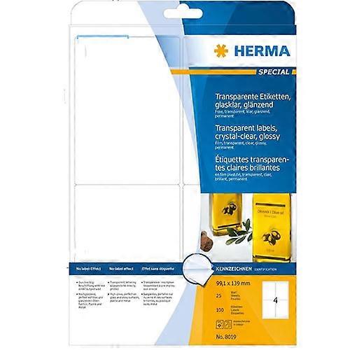 Herma High Quality Transparent Crystal-Clear Self-Adhesive Labels A4 25 Pieces