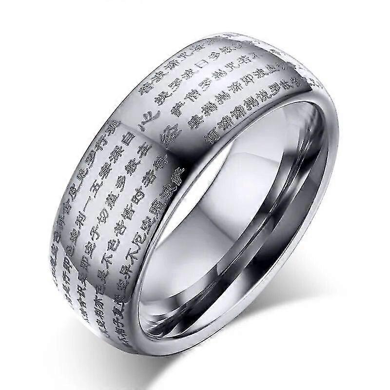 Engraved Chinese Buddhist Texts Tungsten Ring For Men Religions Lucky Jewelry Drop