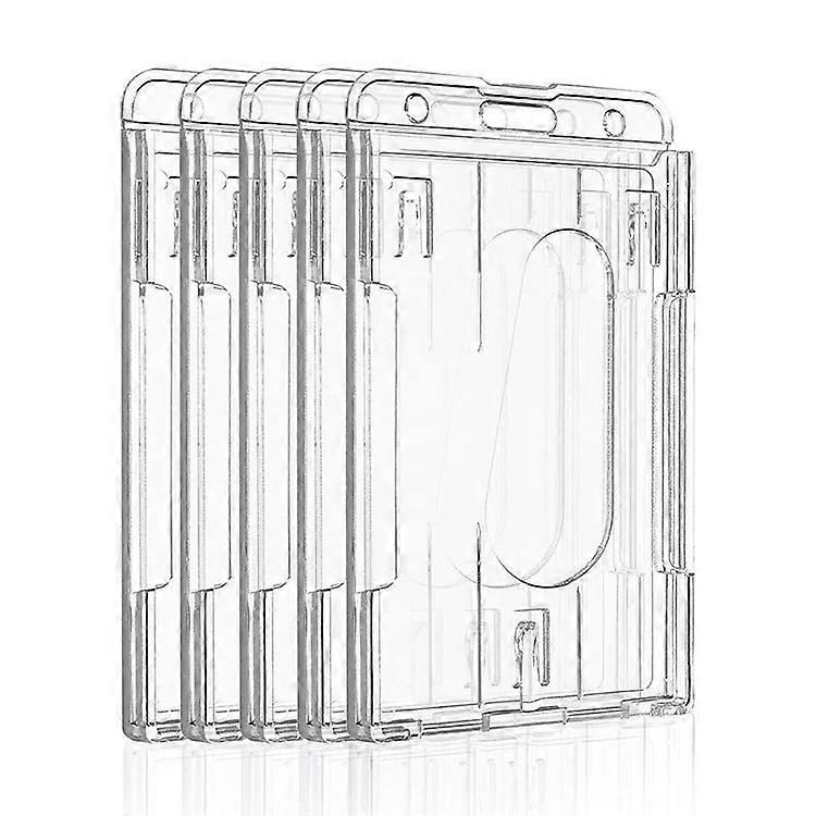 5pcs Dual Card with Thumb Slot Card Sleeve PC Plastic Transparent Frosted ABS ID Card Sleeve PS Badg