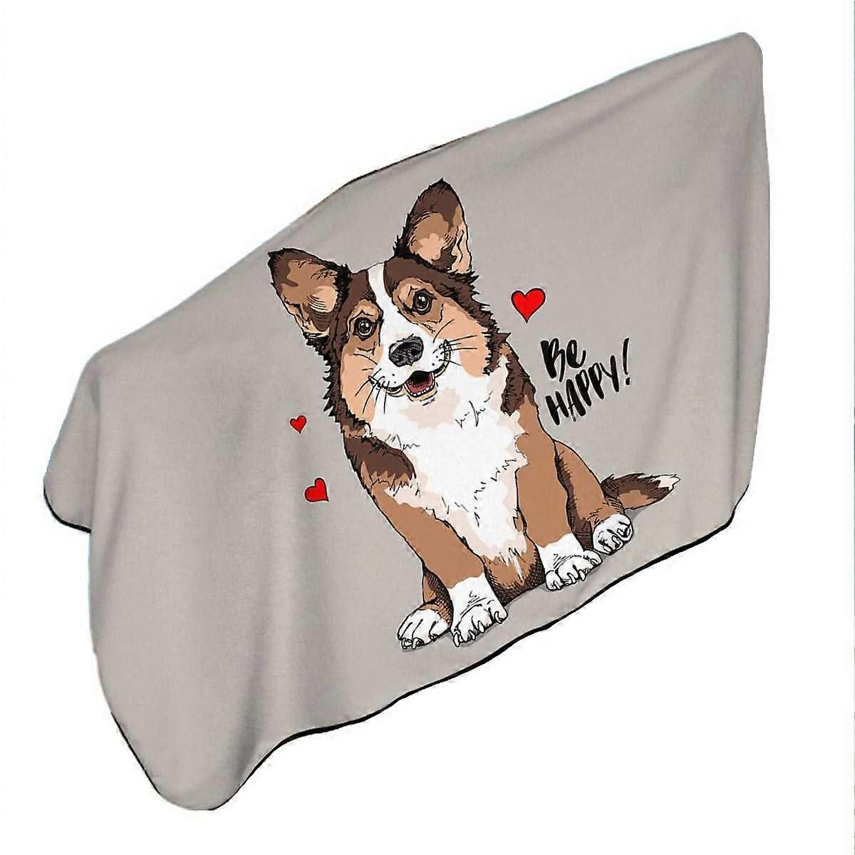 Be Happy with a Loving Cute Dog Puppy Microfiber Beach Towel