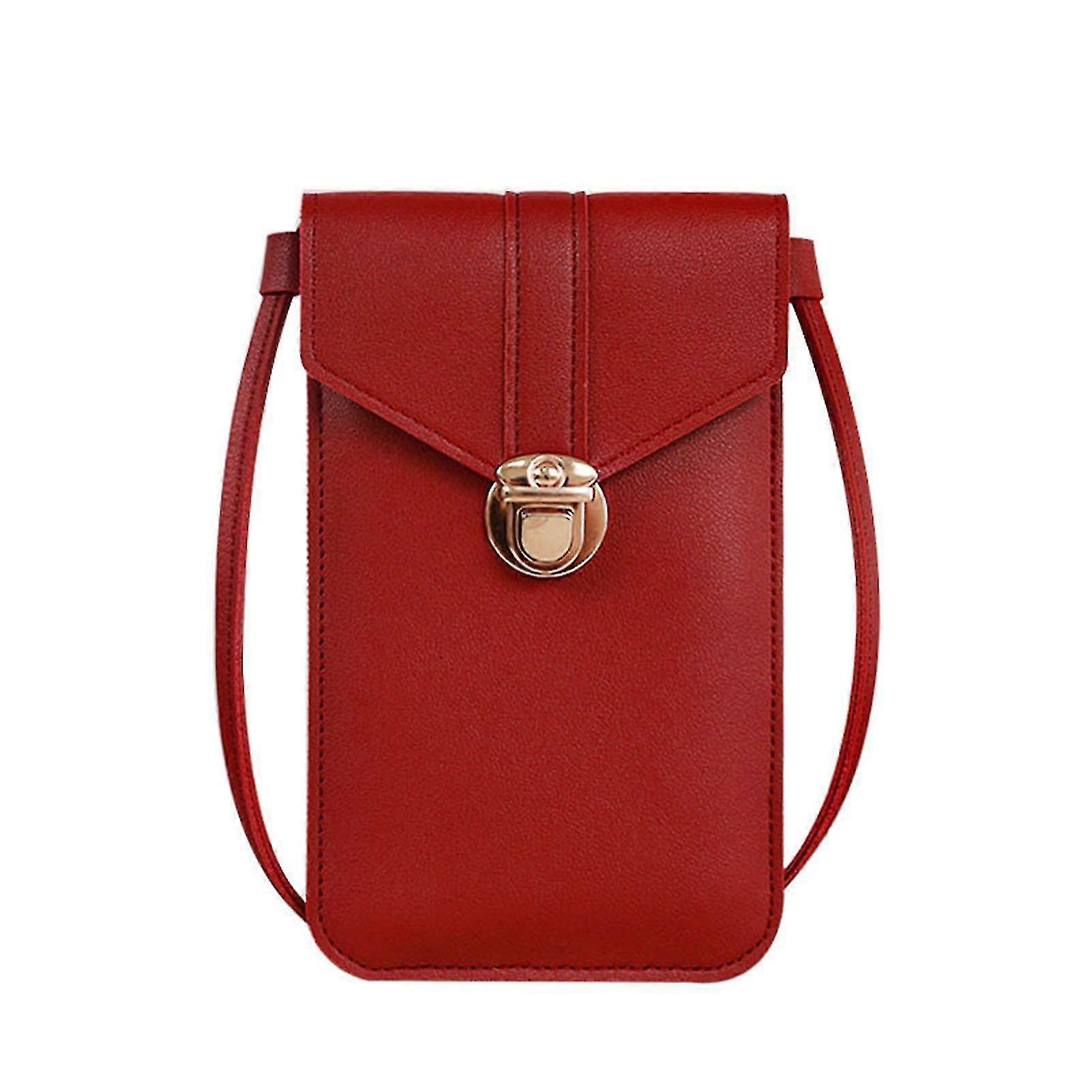 Touchable Mobile Phone Bag,cross-body Pu Wallet With Detachable Strap