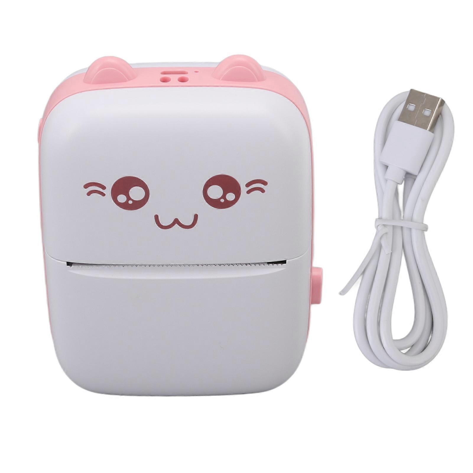 Mini Thermal Printer Portable Help Learning Many Knowledge Points Pocket Mini Printer for School SuppliesWhite Pink