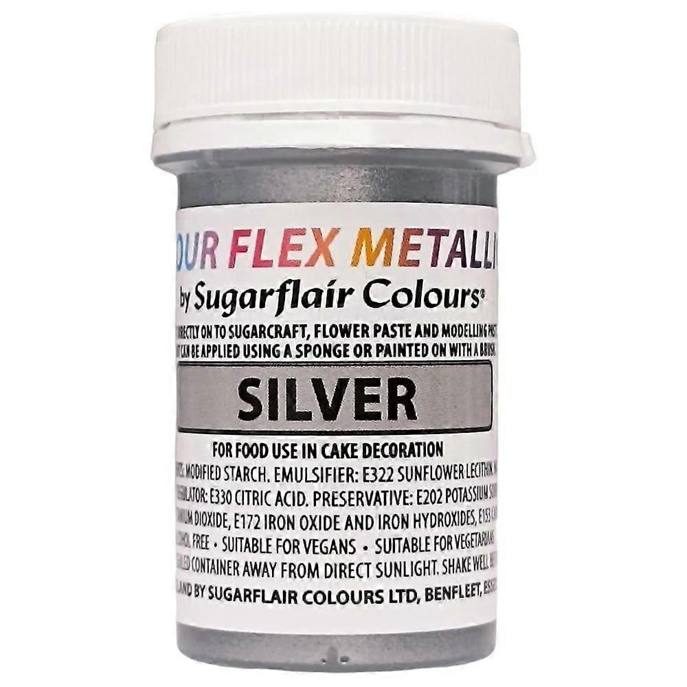 Sugarflair Metallic Food Colour Flex Edible Paint 25ml - Silver