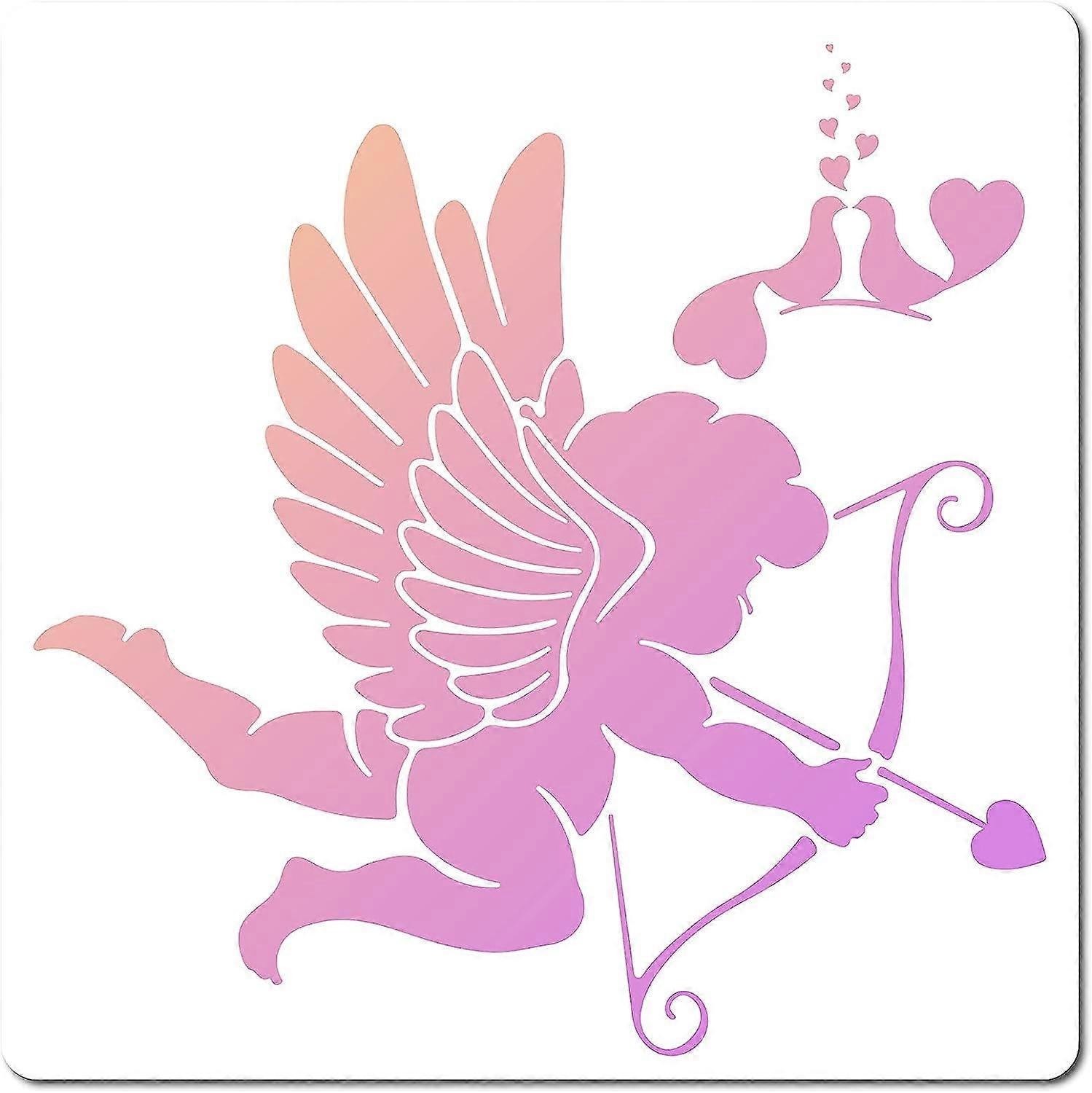 1sheet Angel Stencil Valentine's Day Cupid Pattern Templates Large Reusable Plastic Square Stencils