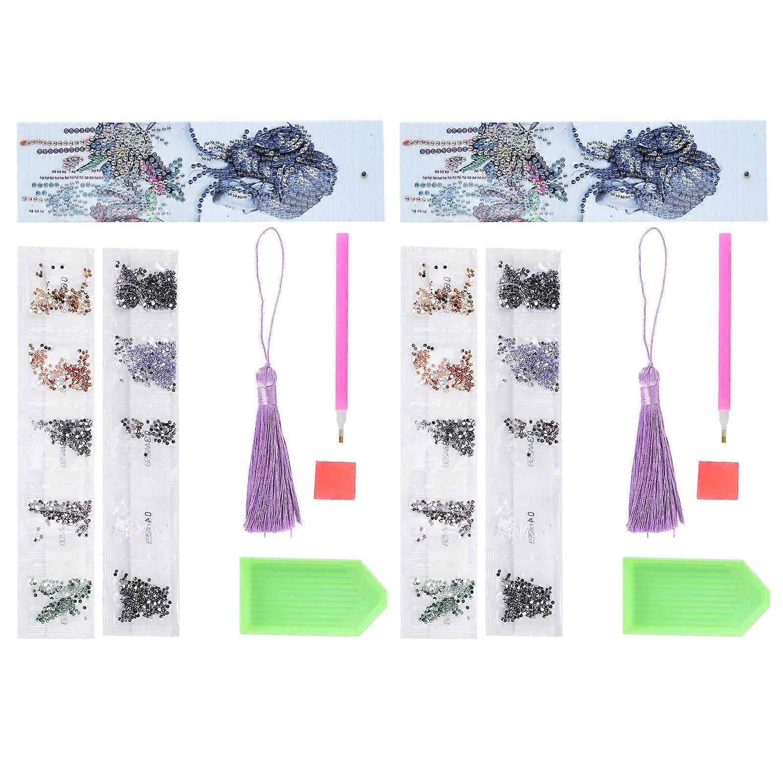 2 Set Diamond Bookmarks 5D DIY Painting Crystal Fancy Shape Round Lady Pattern Hanging Crafts