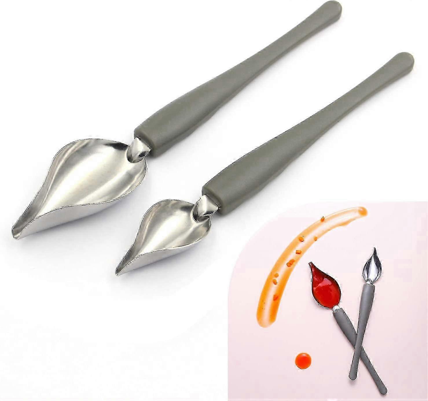 Professional Small Precision Culinary Drawing Decorating Spoons Set, Crday 2 Pcs