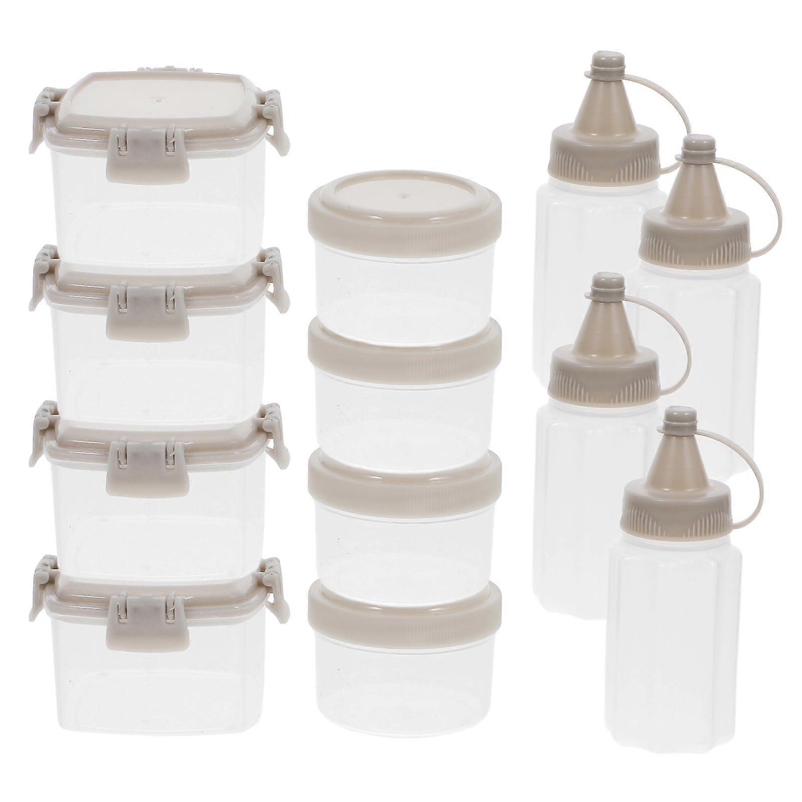 12pcs Reusable Sauce Squeeze Bottle And Box Kit Kitchen Ketchup Container Spice Holder Box