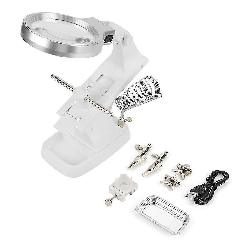 Repair Magnifier With Led Light Tabletop Magnifying Glass Clamp Stand Soldering Weld Holderc p