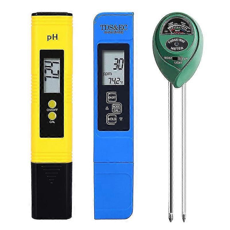 3 Pack PH Meter TDS PPM Meter and 3 in 1 Soil PH Tester PH/EC Digital Kit for Home, Garden, Lawn, F