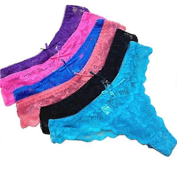 6er-Pack Strings Spitzenhöschen, 6 verschiedene Farben! Vielfarbig