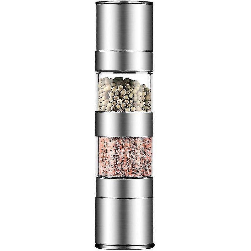 2 In 1 Salt And Pepper Grinder Set,stainless Steel Salt Grinder With Adjustable Ceramic Rotor, Salt