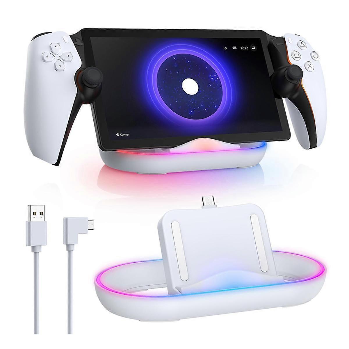 Charging Dock Station for Portal, Charger Stand for Portal with RGB Light and USB C Charging Cable