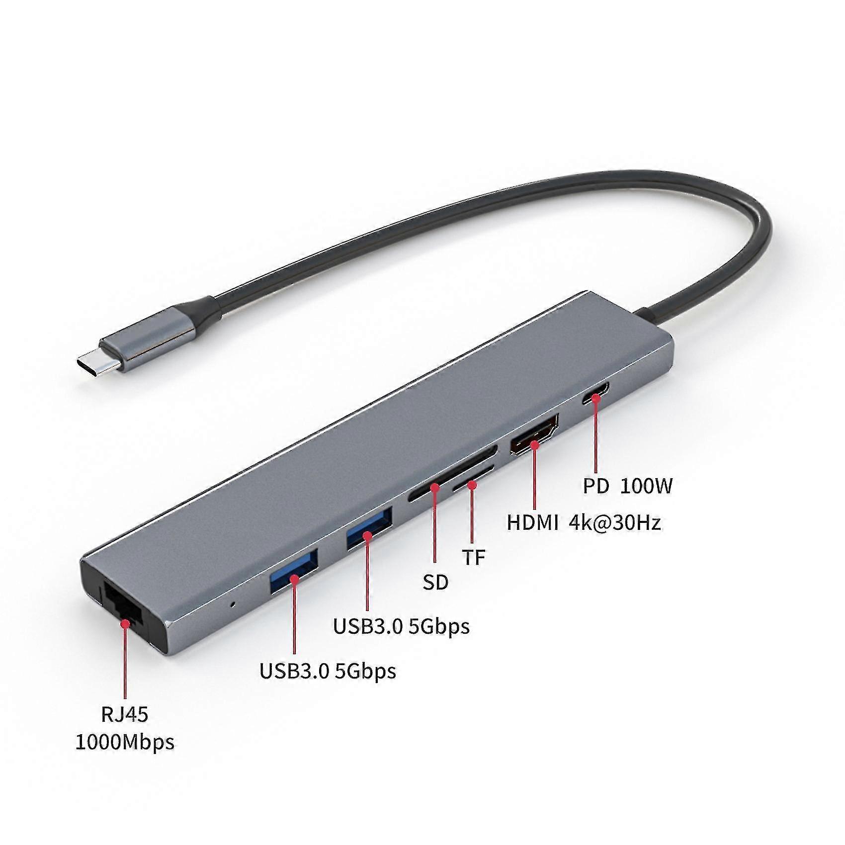 7 in 1 hub type c docking station gigabit network card