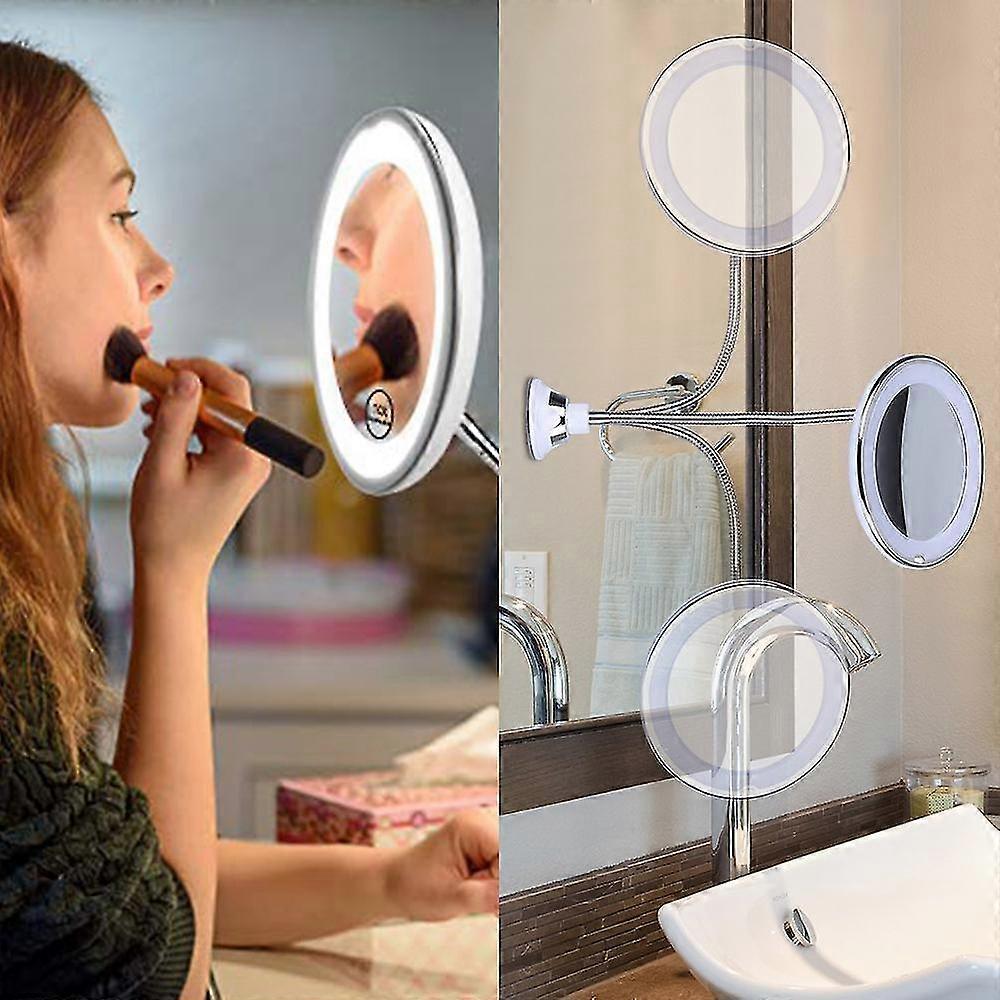 flexible gooseneck 10x magnifying led lighted mirror illuminated, bath