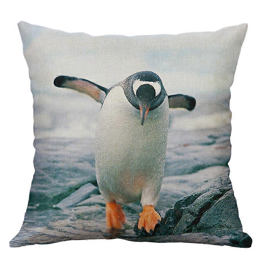 ペンギン、シールコットンリネンウエストクッションカバー枕カバー家の装飾デザイン1726jpjcjh