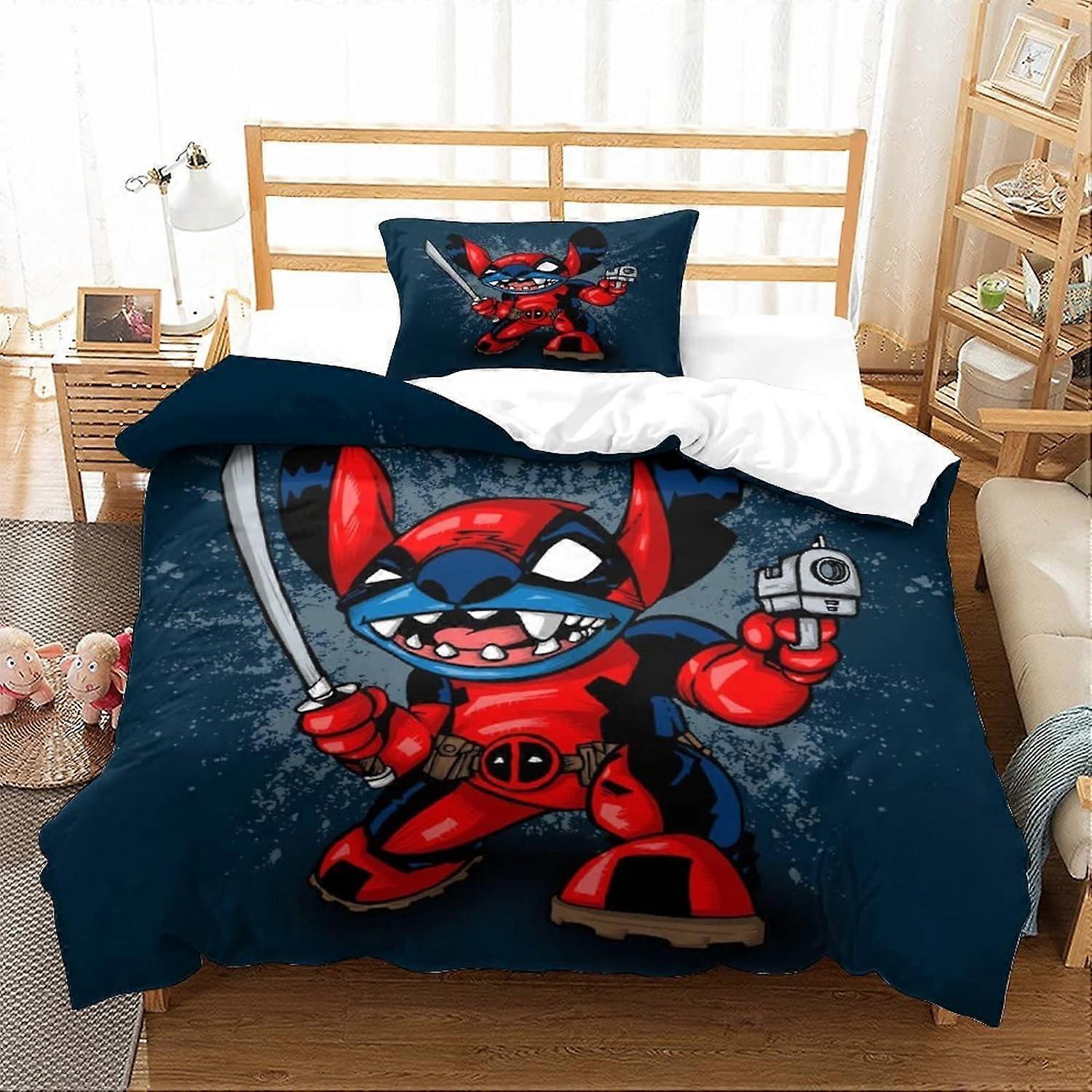 Stitch Duvet Cover Set for Kids Teens, Bedroom, D Lilo & Stitch Bedding, Themed Bedspread, Bedding Set with Firmness 135*200 CM