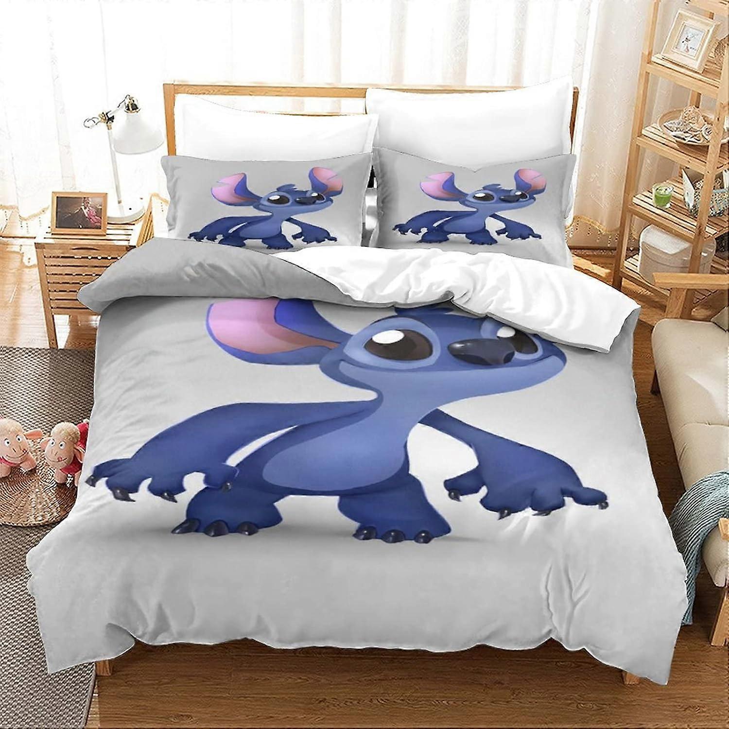 Stitch Lilo & Stitch Bedding Set Soft Microfiber Kids Duvet Cover Set with Single Zipper Closurexc