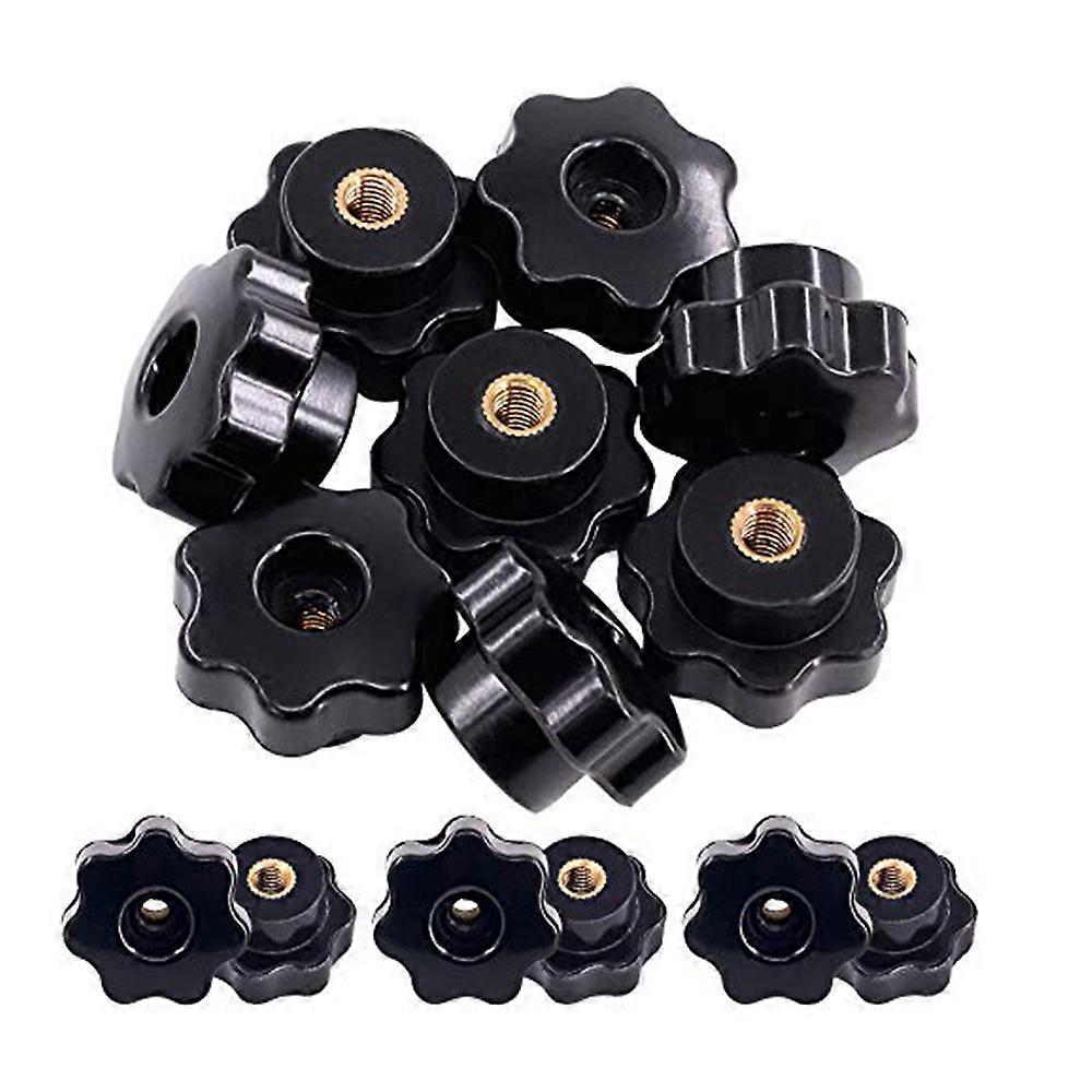 15Pcs M6 Star Knob Clamping Handle Nut Through Hole Set Female Threaded Handle Screw on Knob Grip B