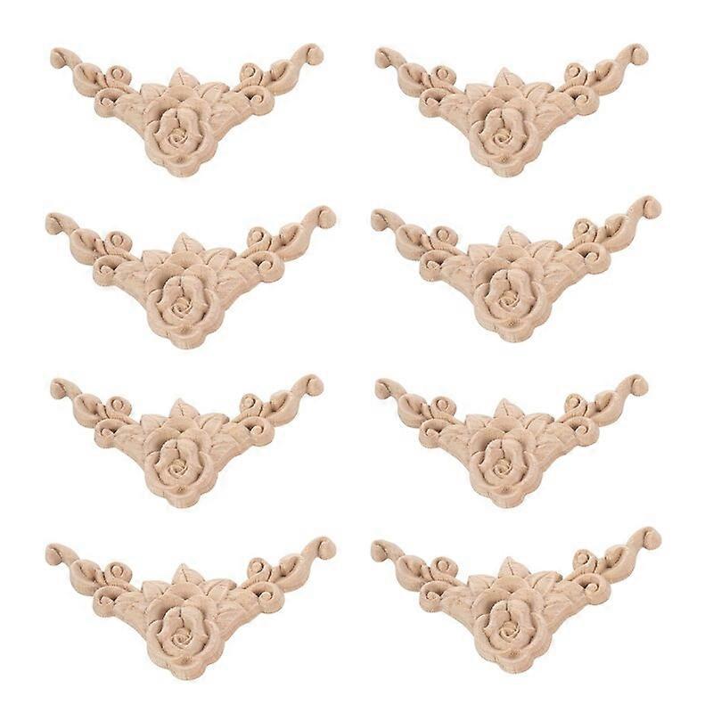 8 יחידות 8 x 8 ס"מ עץ מגולף פינתי onlay ארון דלת אפליק עלה בסגנון אירופאי לא צבוע