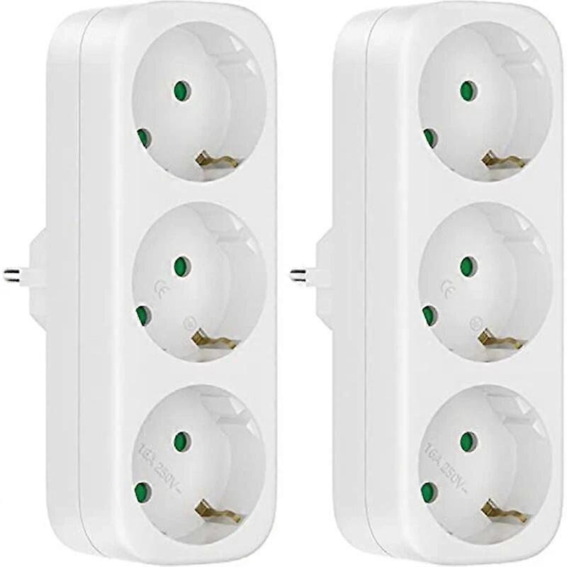 2 Pack Multi Socket Without Cable 250V/16A Socket Adapter  Portable Sockets 3680W Converter Socket EU Plug
