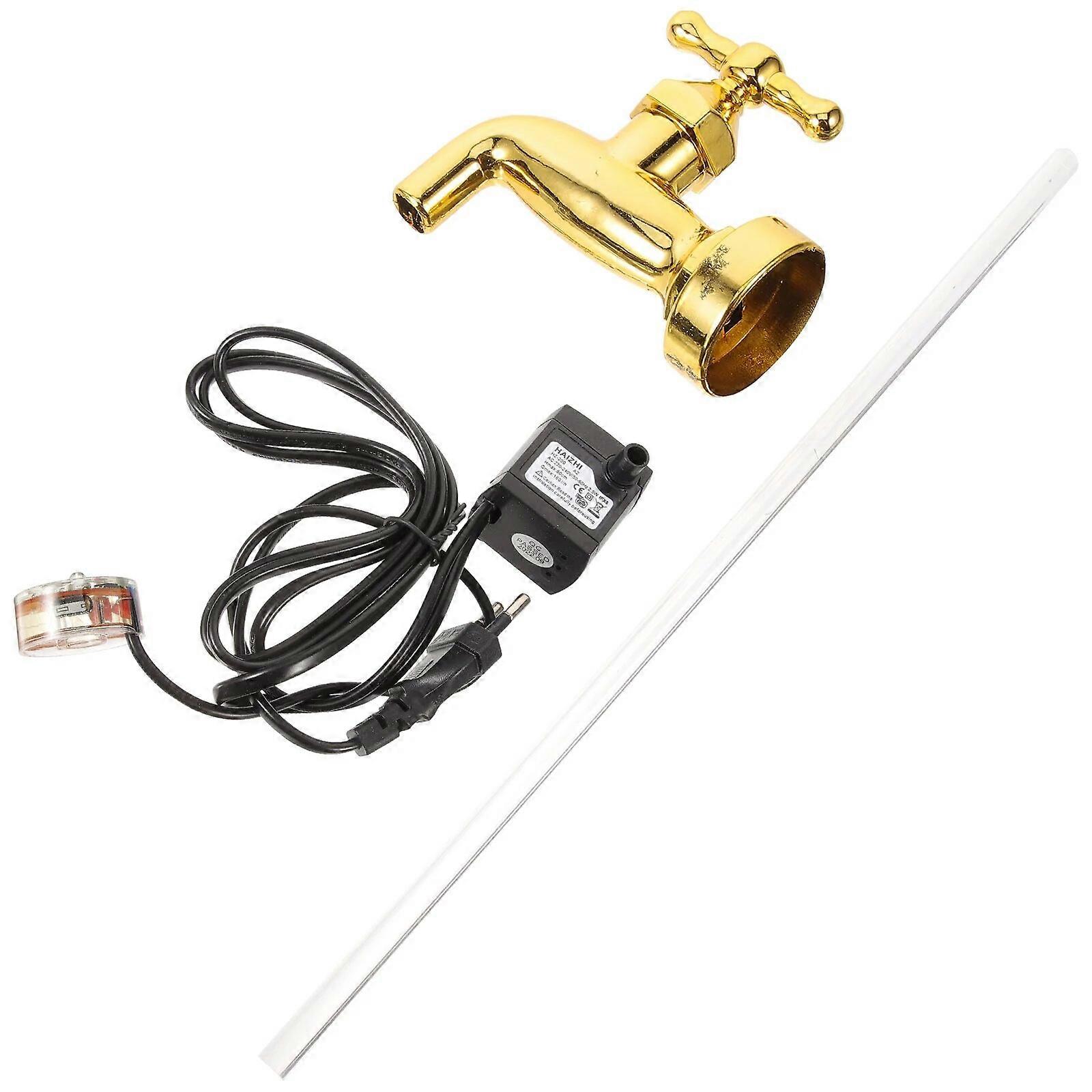 1 Set of Invisible Flowing Water Fountain Courtyard Art Decor Floating Tap Fountain Faucet for Garden Lawn Patio Decor (EU Plug)