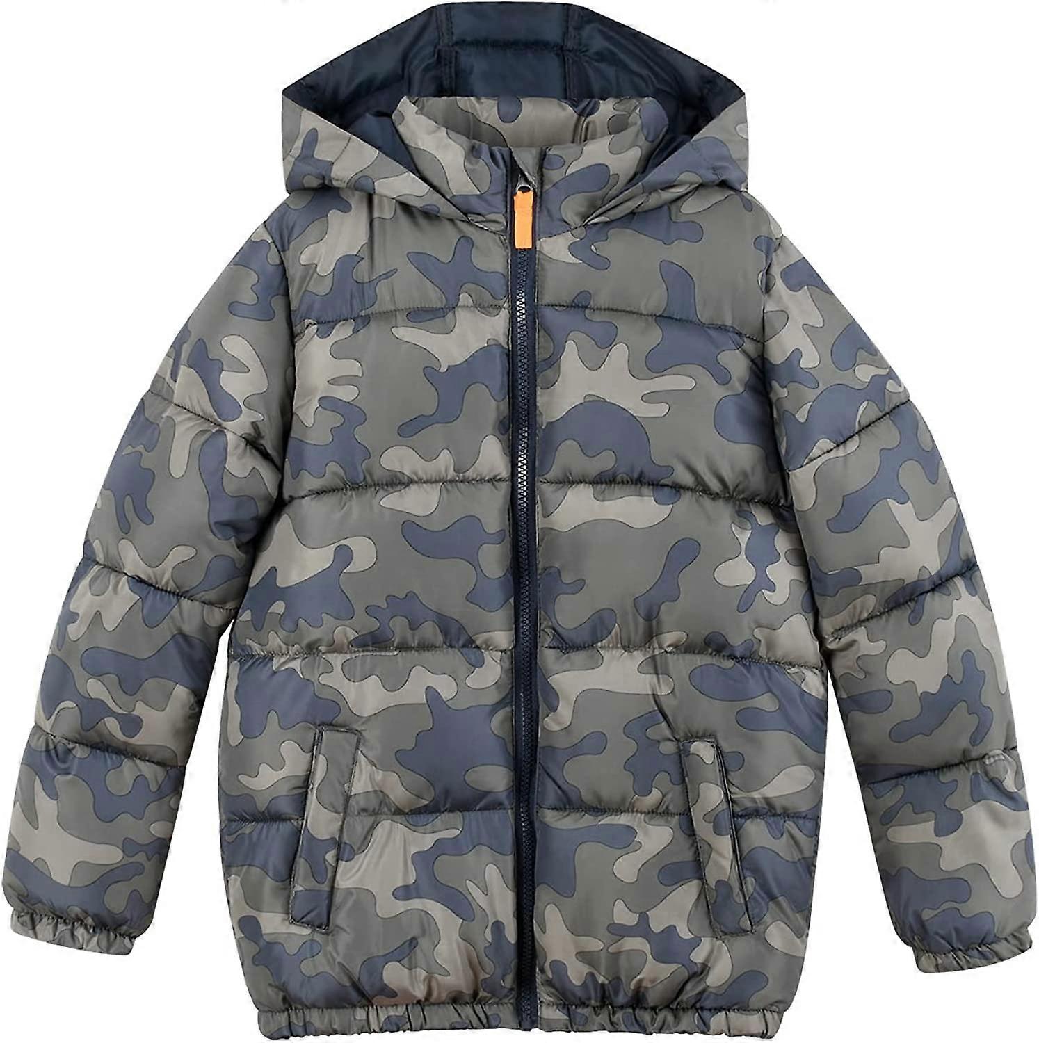 Drenge Vinterfrakke Puffer Varme jakker Vandtæt Sne Overtøj Camo Grøn
