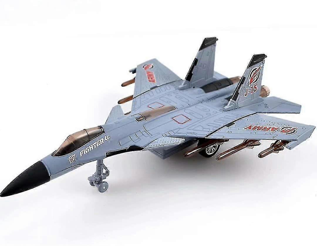 Speelgoed vliegtuig model legering pull back fighter met knipperend licht realistisch straaljager (grijs) BAOPENG