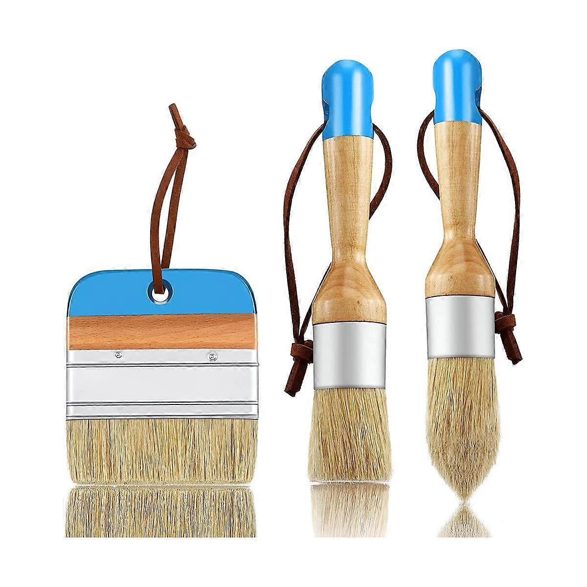 3 PCS 粉笔和蜡漆刷椭圆形亚克力画刷鬃毛模板刷木头刷