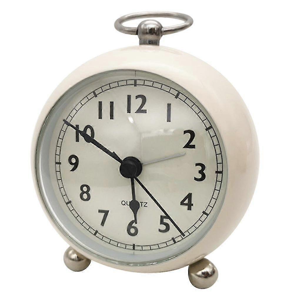 Silent Table Clock With Quartz Alarm Clock And Light Beige Light