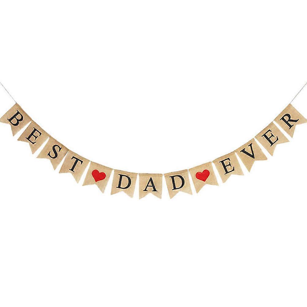 BEST DAD EVER Letters Bunting Banner Decorative Red Heart Burlap Banner Swallowtail Pull Flag Party Supplies