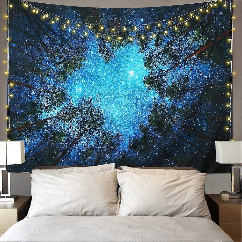 Forest Starry Tapestry Galaxy Tapestry Wall Hanging Blue Wall Tapestry